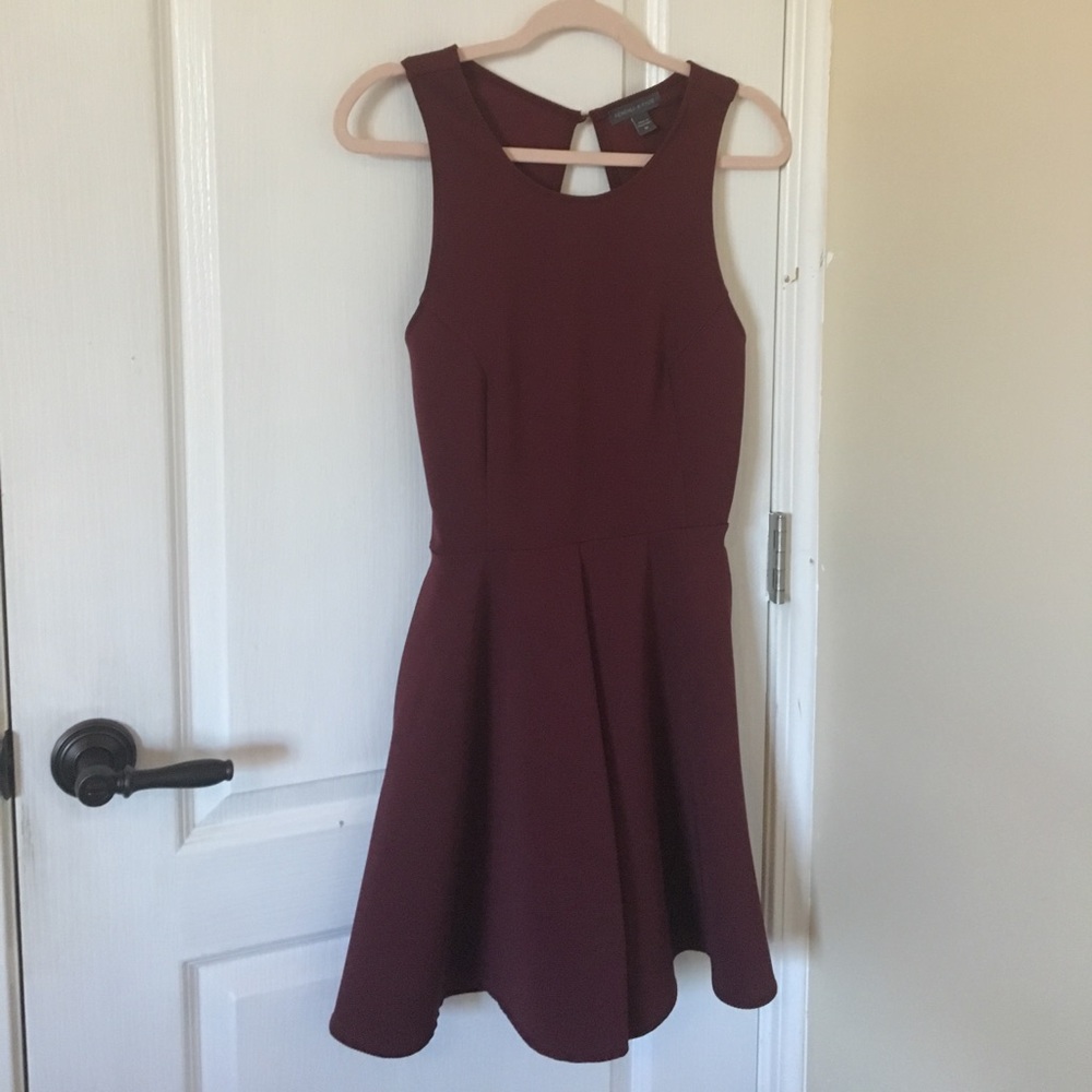 Backless cute burgundy form fitting dress sexy